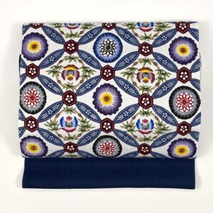 知念冬馬　琉球紅型名古屋帯　ふくら雀と七宝